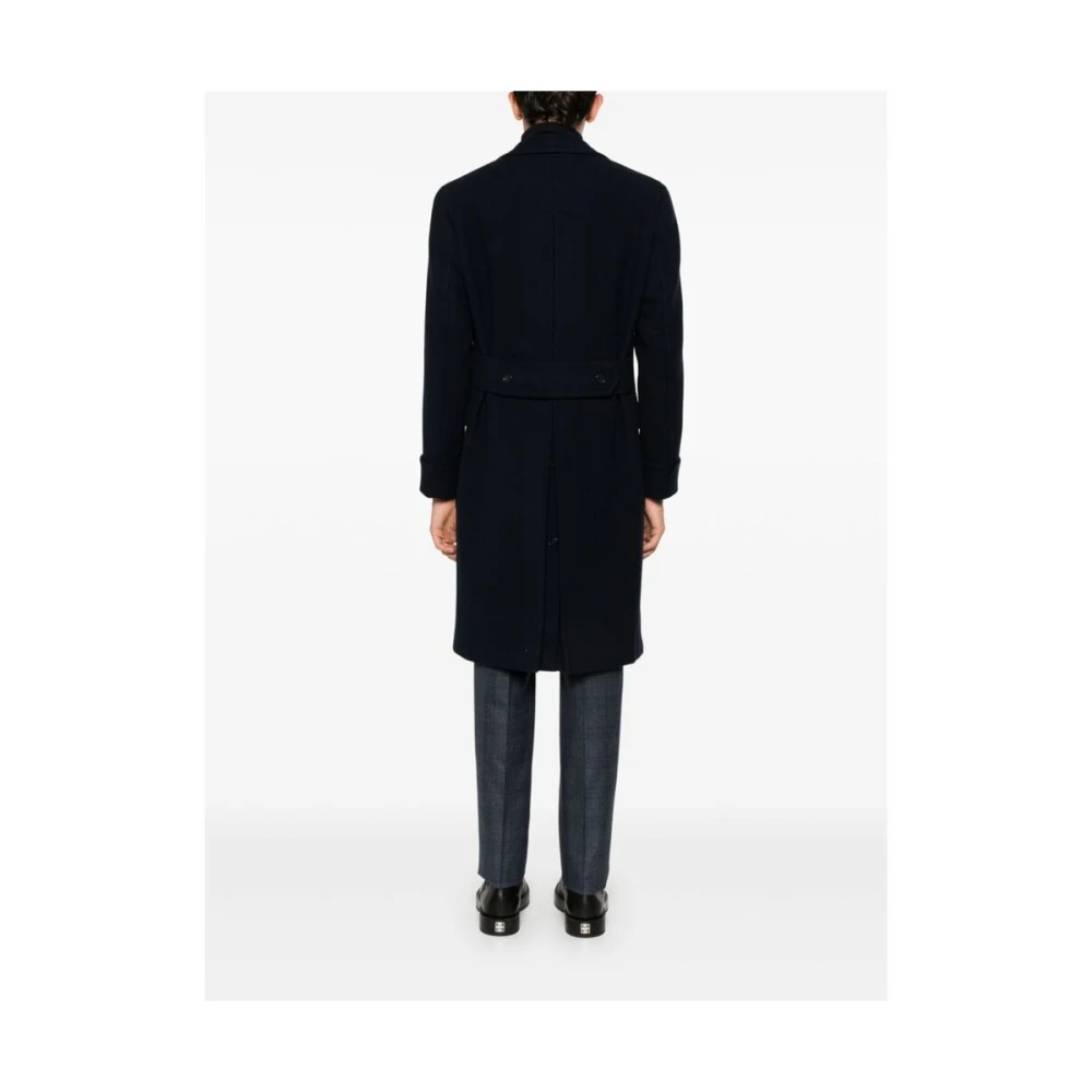 Caruso Navy Blauwe Wollen Jas Blue Heren