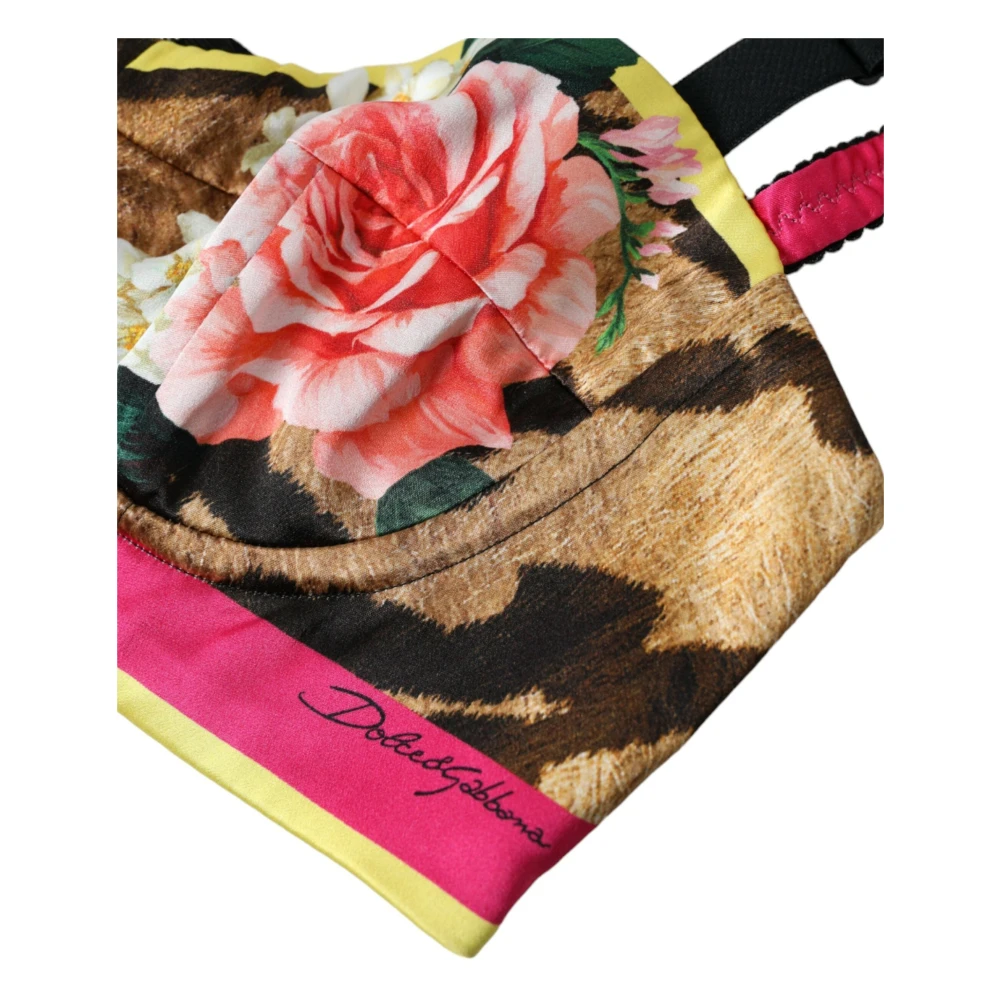 Dolce & Gabbana Bloemen Zijde Blend Bustier Crop Top Multicolor Dames