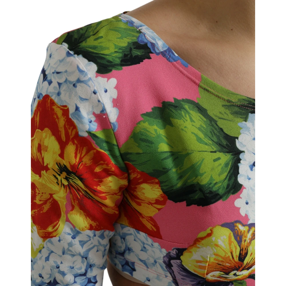 Dolce & Gabbana Bloemen Elegance Crop Blouse Multicolor Dames
