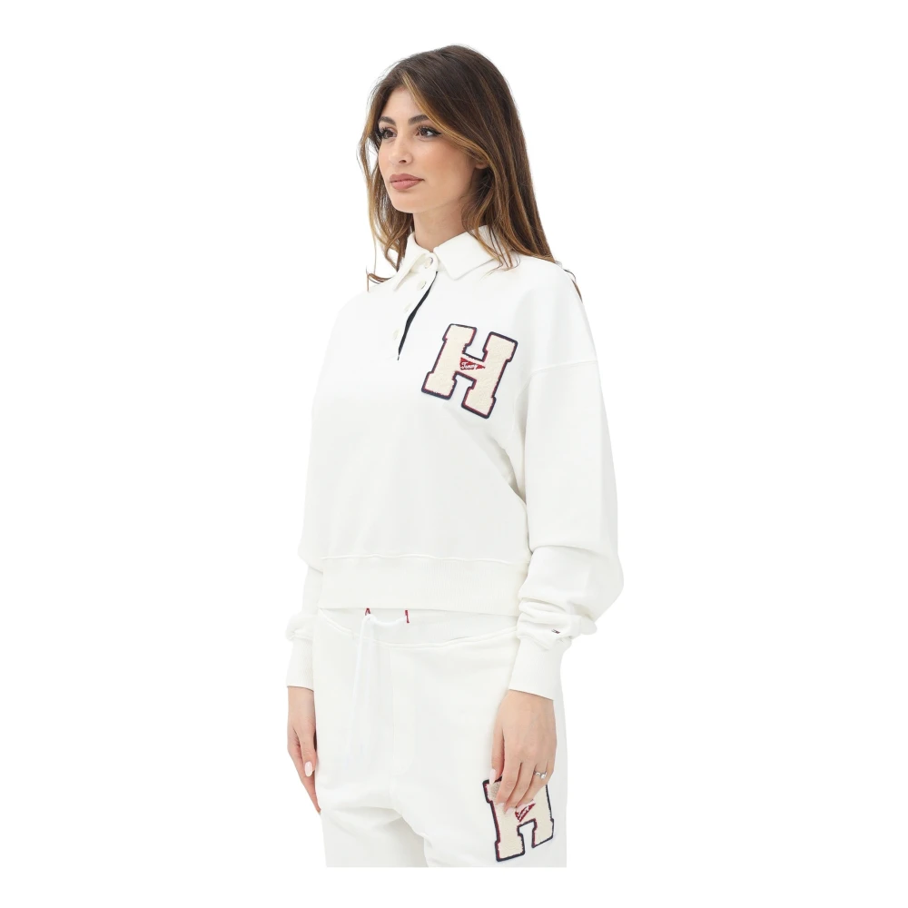 Tommy Jeans Witte Polo Stijl Sweater White Dames