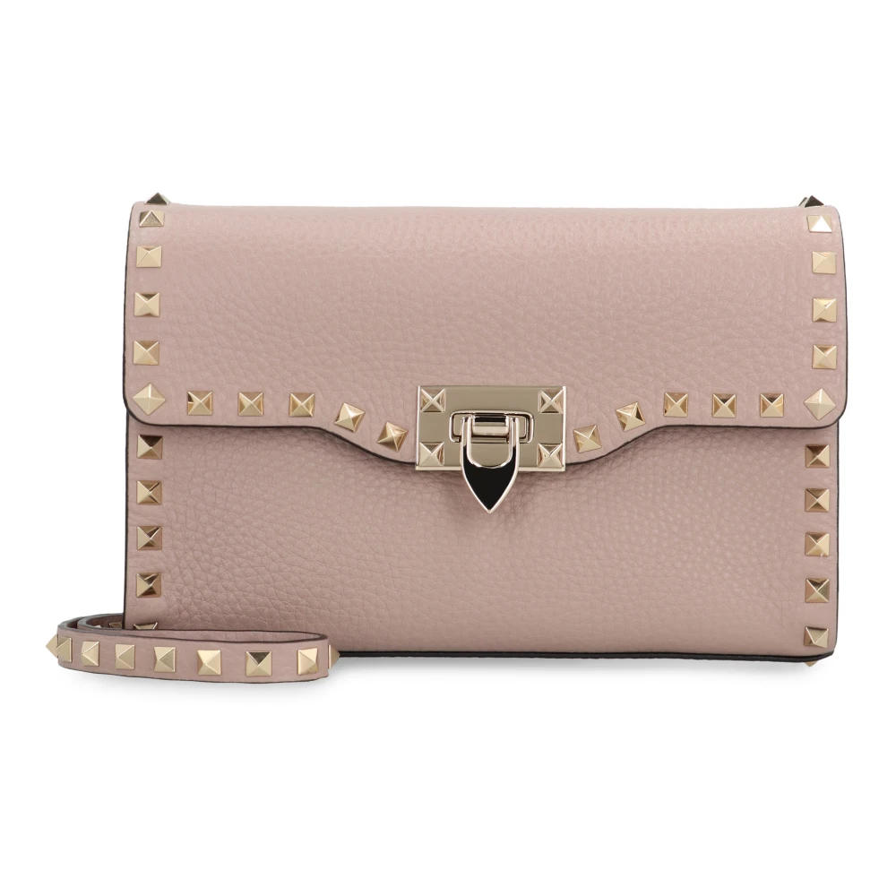 Valentino Garavani Women's Pink Small Rockstud Grainy Calfskin Crossbody Bag