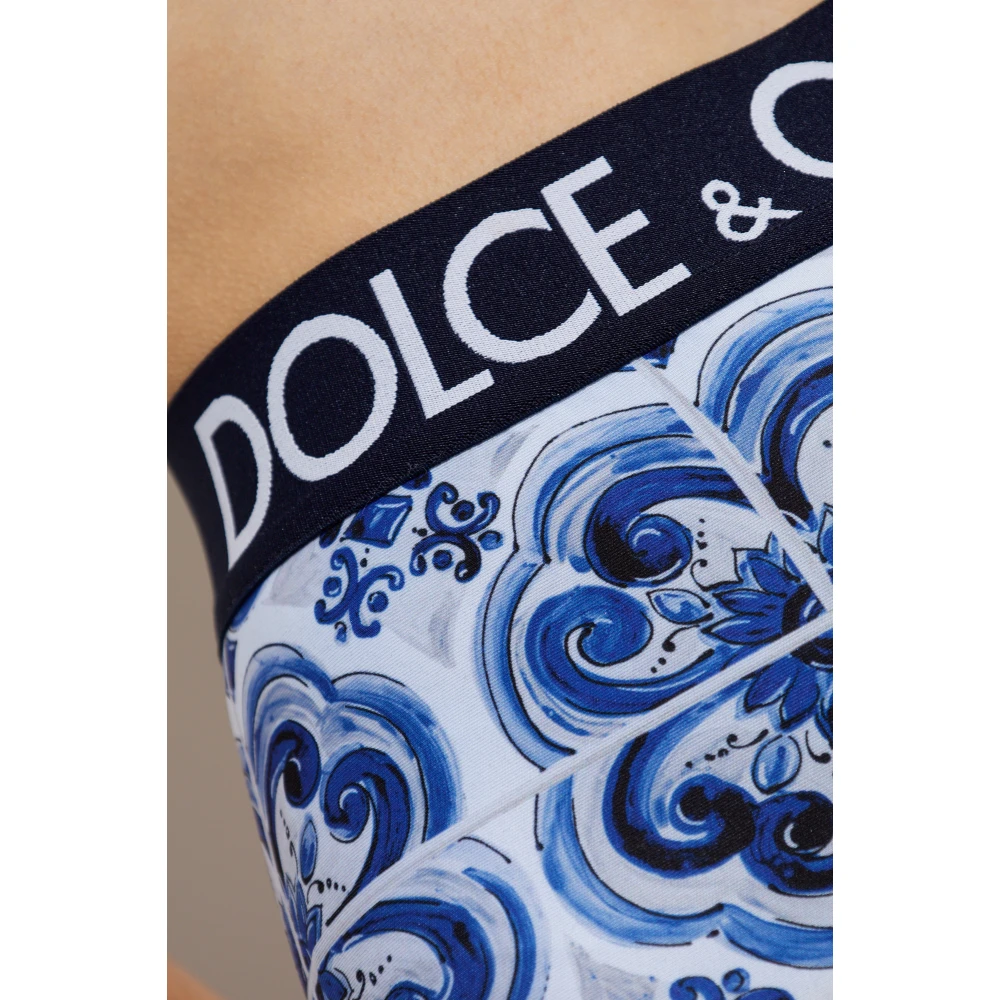 Dolce & Gabbana Korte legging met Majolica-print Blue Dames