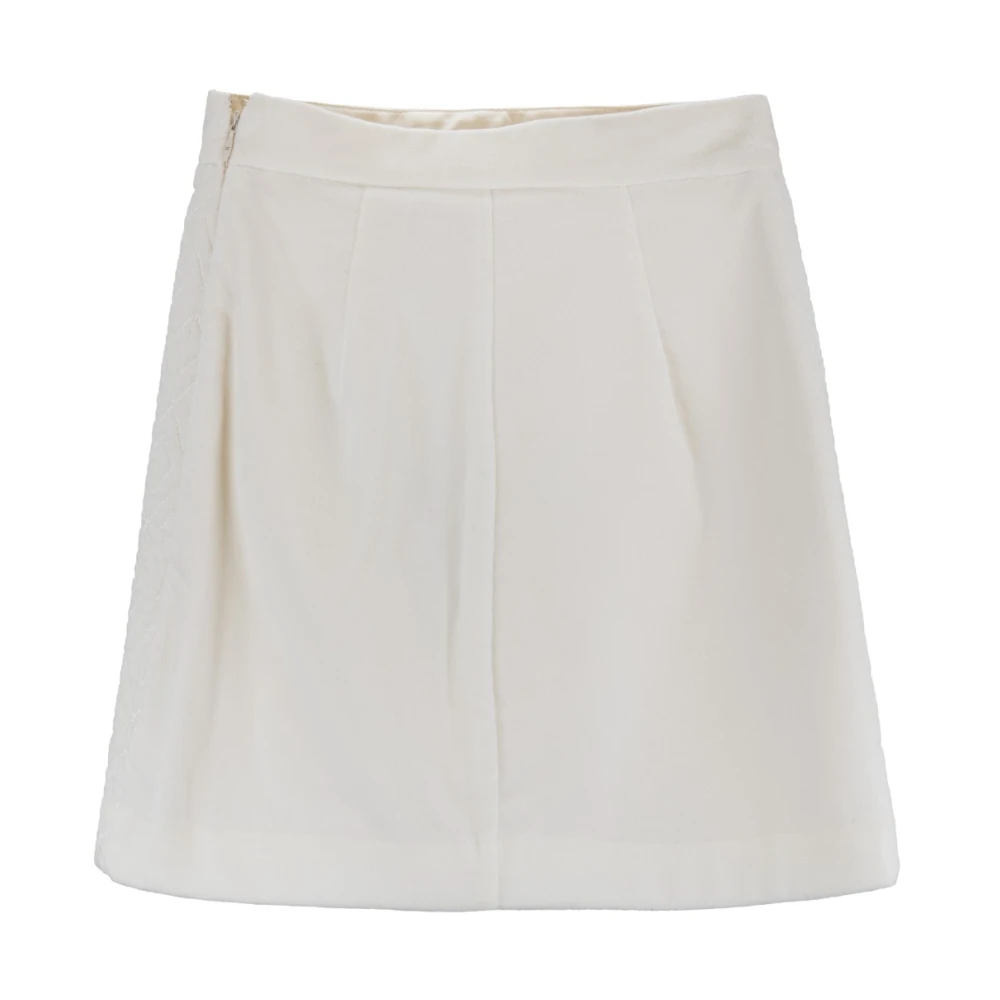 Elisabetta Franchi Geruite Rits Haak Korte Rok Beige Dames
