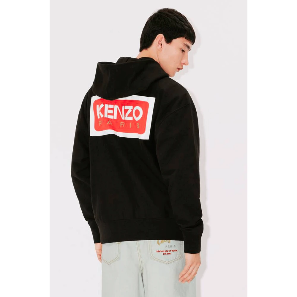 Kenzo Oversized Zip Hoodie met Paris Logo Black Heren