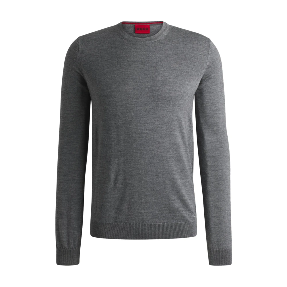 Hugo Boss Elegante Grijze Wollen Trui Gray Heren