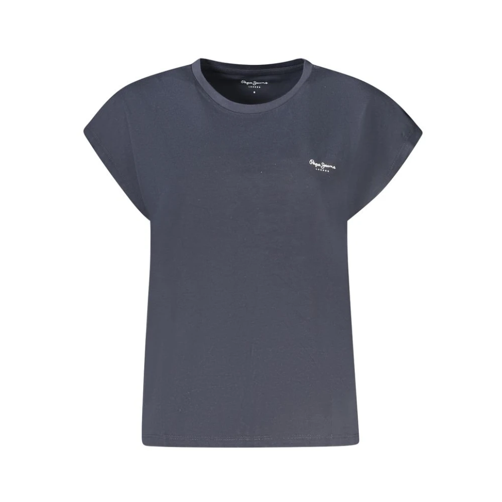 Pepe Jeans Blauw Chic Katoenen T-shirt met Ronde Hals Blue Dames