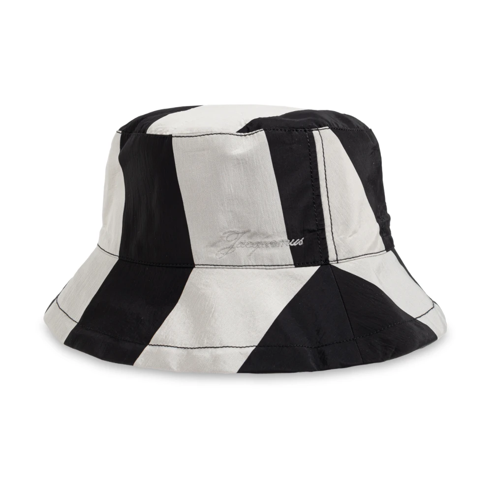 Jacquemus Unisex Grijs Accessoires 56 Cm, Nylon, Hoed Met Geborduurd Logo