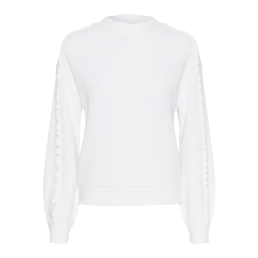 Kaffe Gezellige Gebreide Trui met Gekrulde Details White Dames