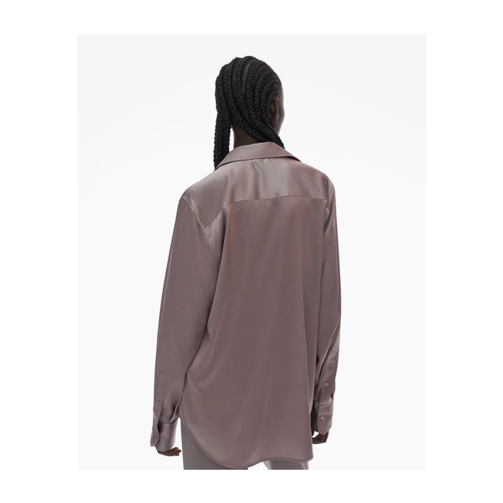 Helmut Lang Zijden Shirt Elegant Knoopsluiting Purple Dames