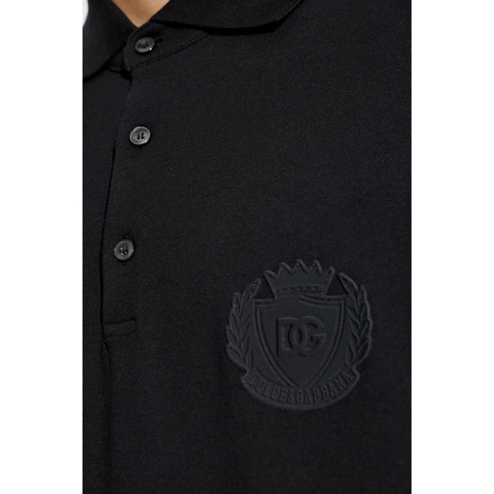 Dolce & Gabbana Katoenen polo met logo Black Heren