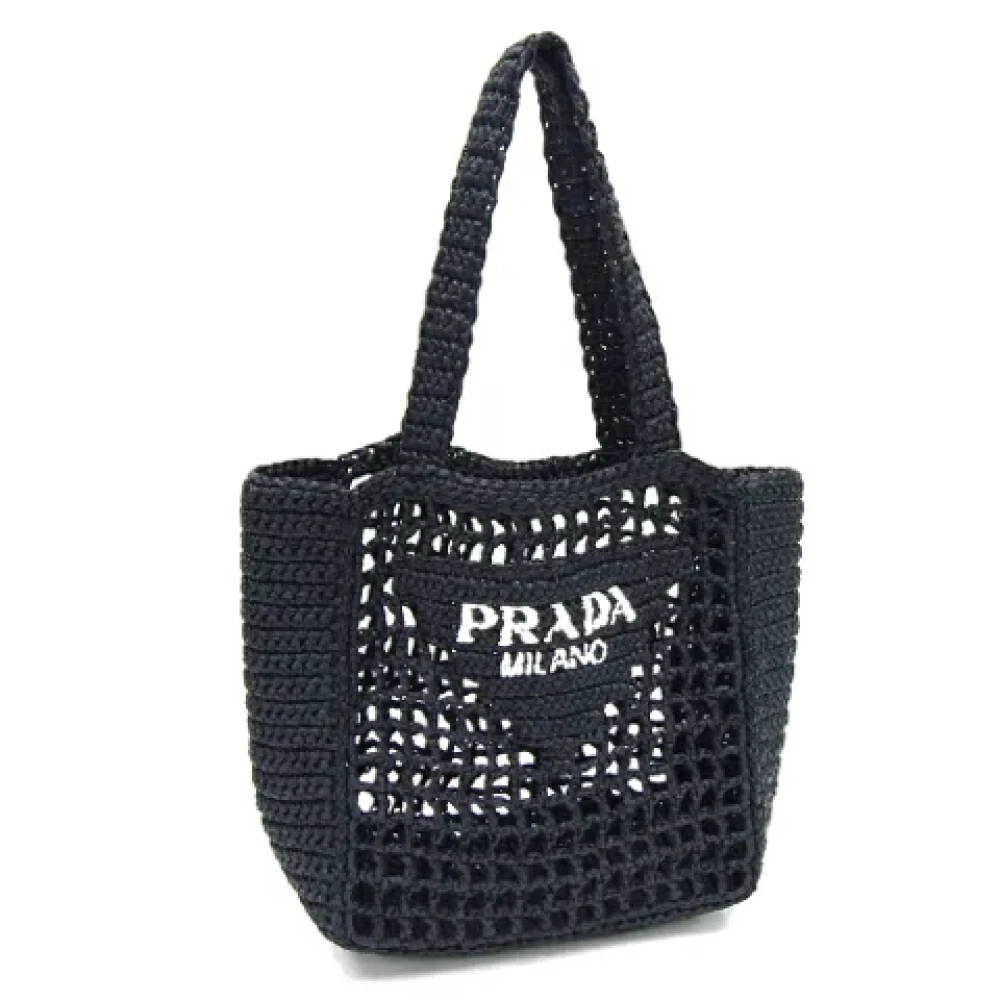 Prada Vintage Pre-owned Raffia shoulder-bags Black Dames