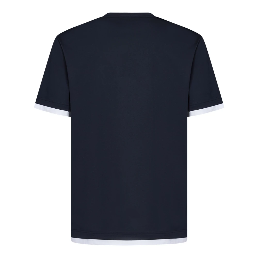 Brioni Blauw Logo Geborduurd T-Shirt Blue Heren