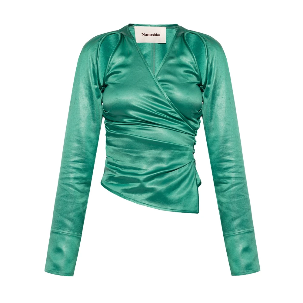 Nanushka Women's Green Blouses, L, Mado Top