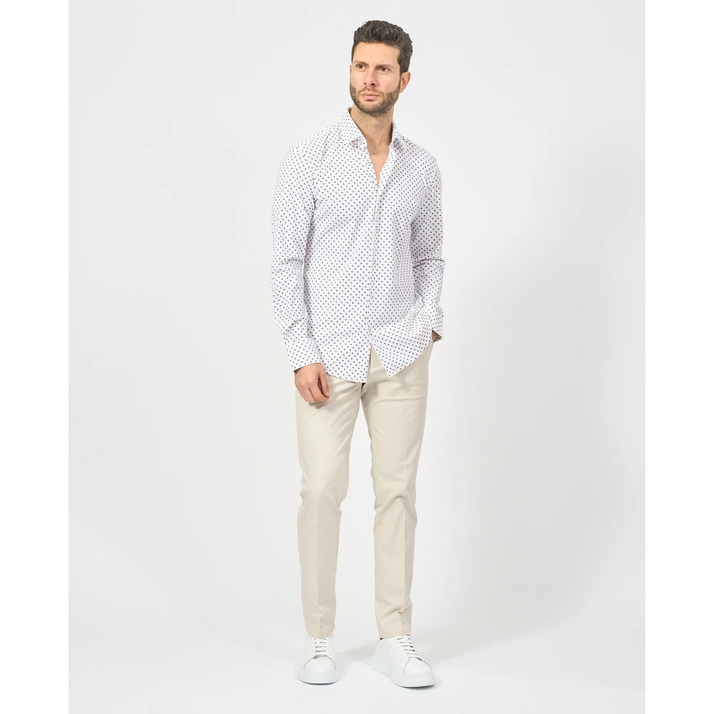 Hugo Boss Geometrisch Bedrukt Zakelijk Overhemd White Heren