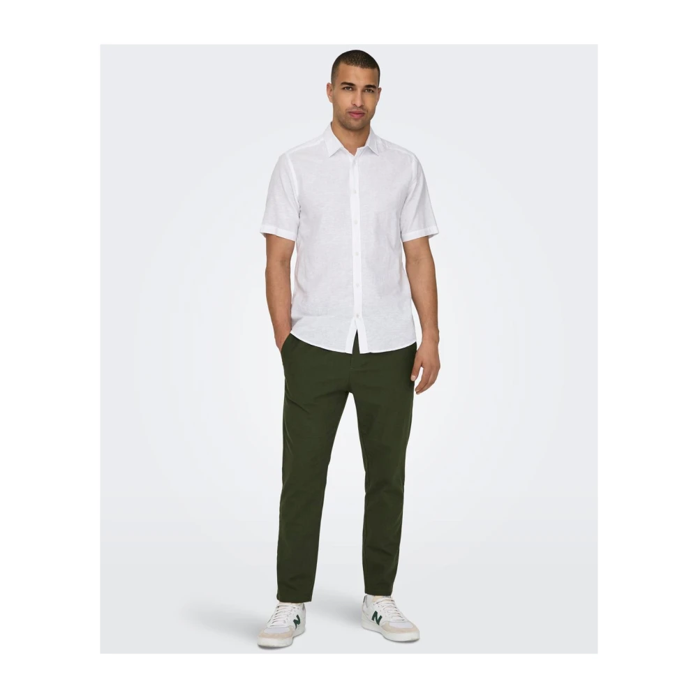 Only & Sons Linnen en katoenen crop broek Green Heren