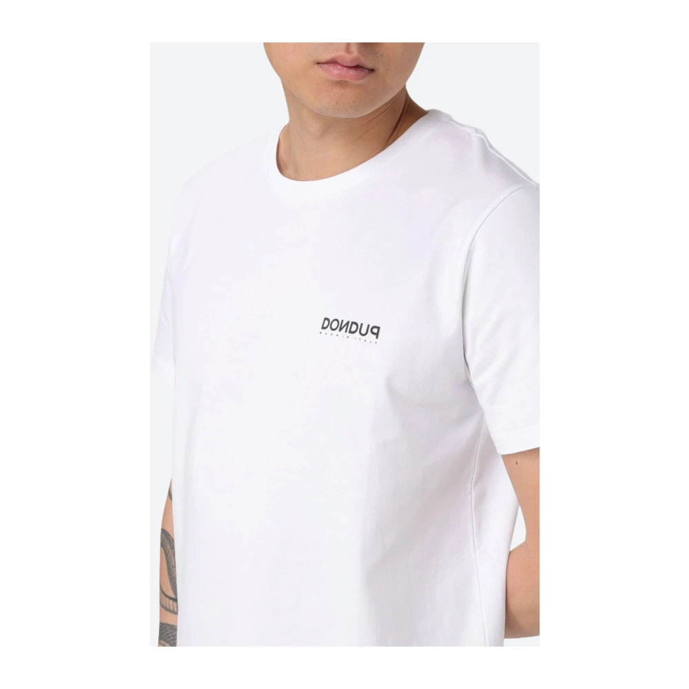 Dondup Katoenen Jersey T-shirt met Borstprint White Heren