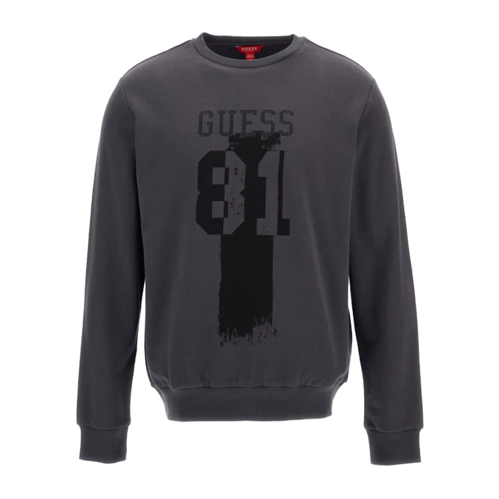 Guess Logo Katoenen Sweatshirt Ronde Hals Gray Heren