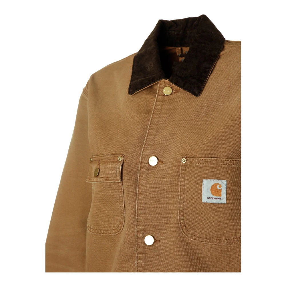 Carhartt WIP Handige Jack met Corduroy Kraag Beige Heren