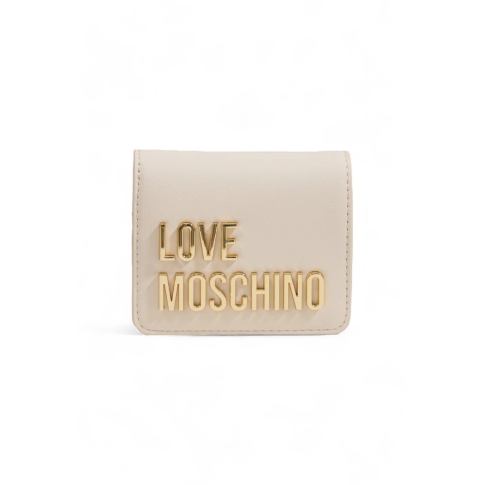 Love Moschino Beige Portemonnee met Clip Sluiting Beige Dames