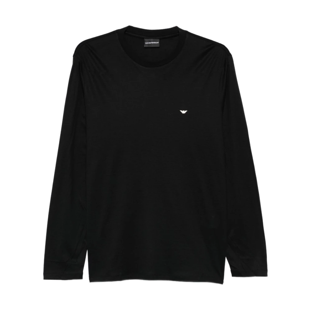 Emporio Armani Men's Black Long Sleeve T-Shirts, 2XL, Logo-Detail Long Sleeve T-Shirt