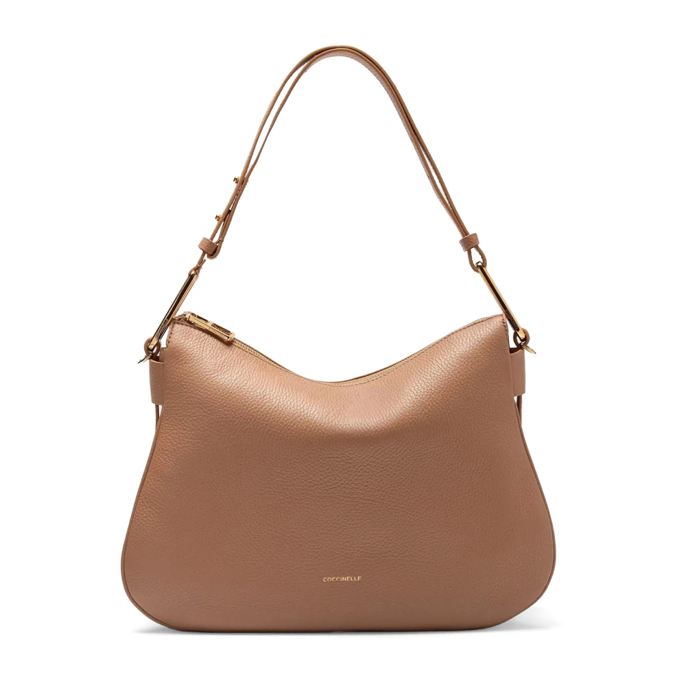 Coccinelle Elegante Bruine Leren Schoudertas Brown Dames