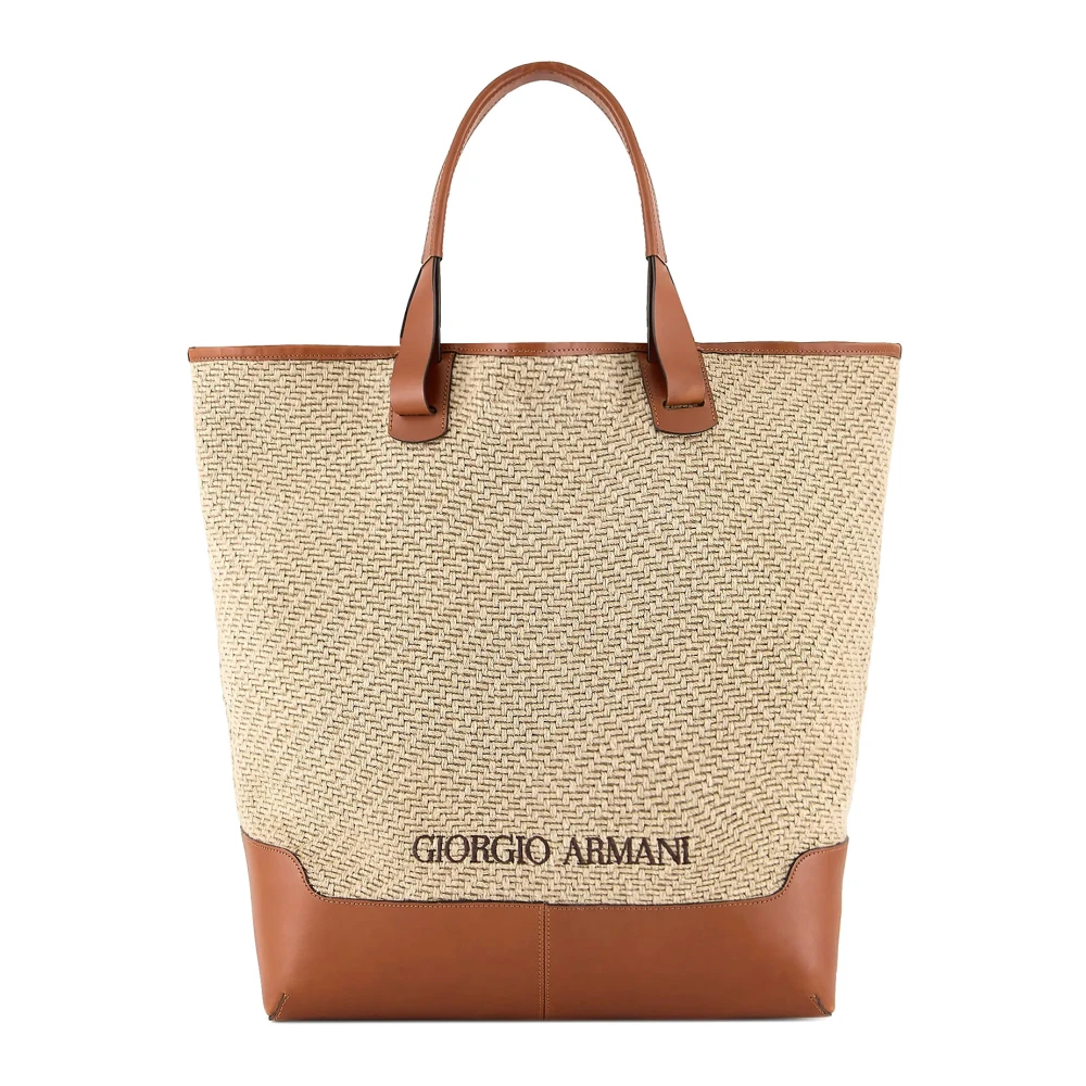 Giorgio Armani Beige Schoudertas met Drukknoop Beige Heren