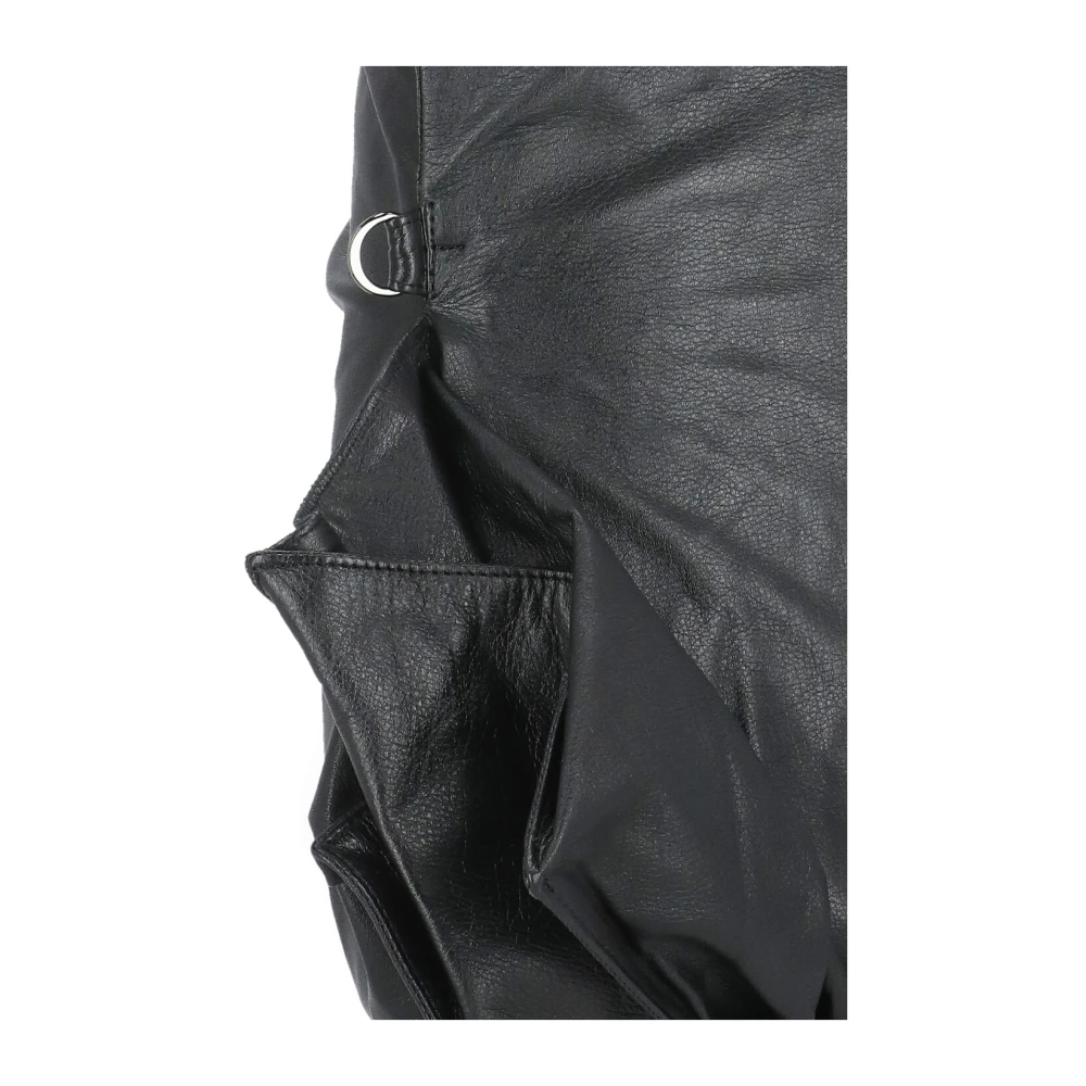 Yohji Yamamoto Zwarte Leren Schoudertas voor Vrouwen Black Dames