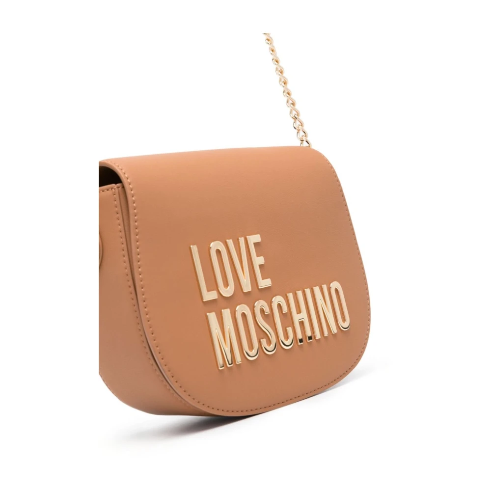 Love Moschino Bruine Tas met Logo en Ketting Schouderband Brown Dames