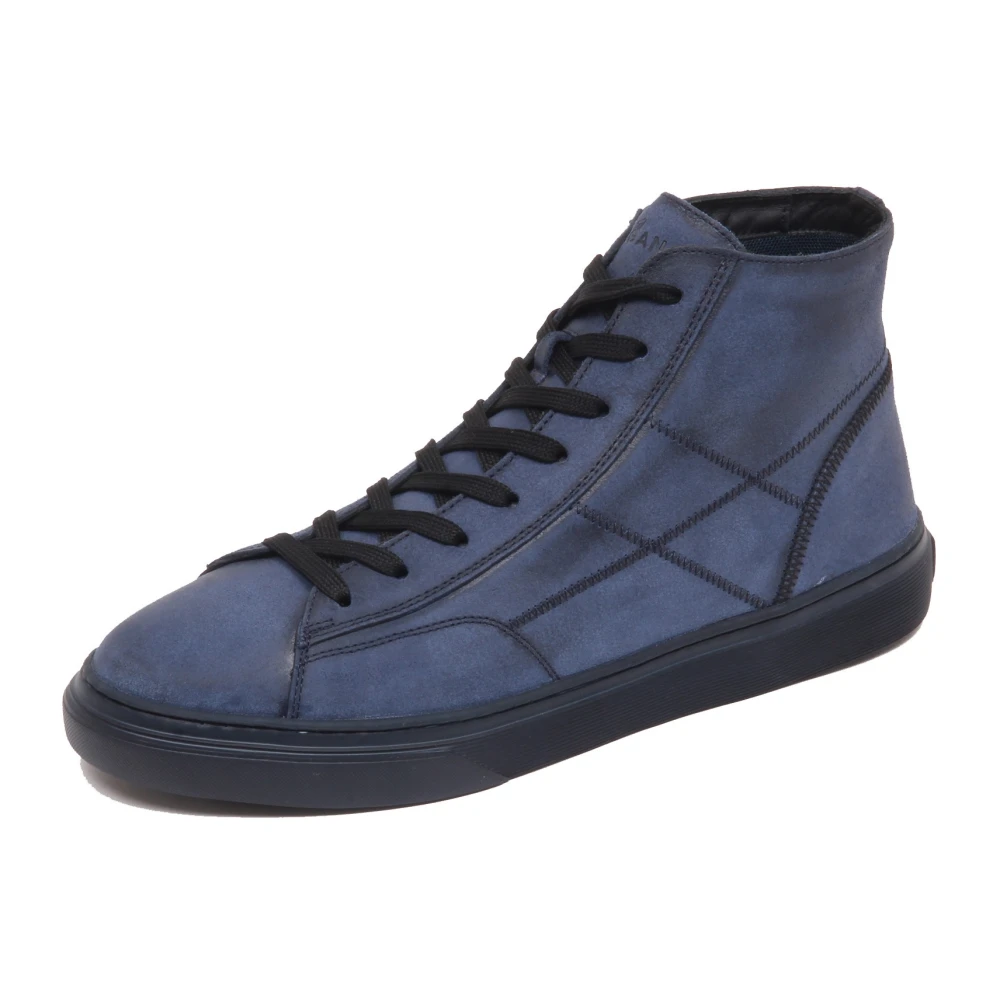 Hogan H365 Hi Top H Stitching + Zig Zag Heren Schoenen Blauw