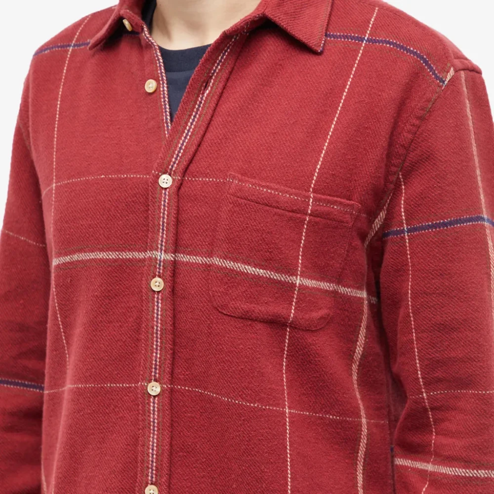Portuguese Flannel Bordeaux Geruite Overhemd Red Heren
