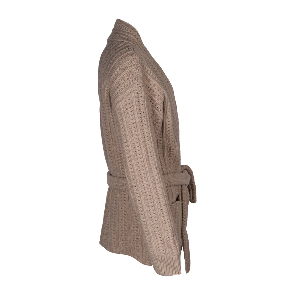 Laneus Heren Cardigan. Wol Riem. Merino Detail. Zware Gebreid. Gemaakt in Italië Beige Heren