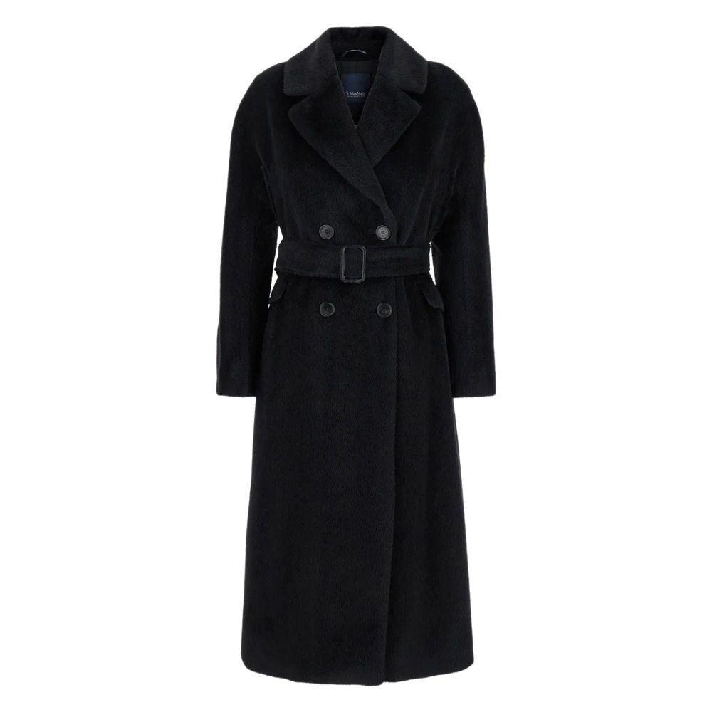 Max Mara Zwarte Alpaca Wollen Jas Black Dames