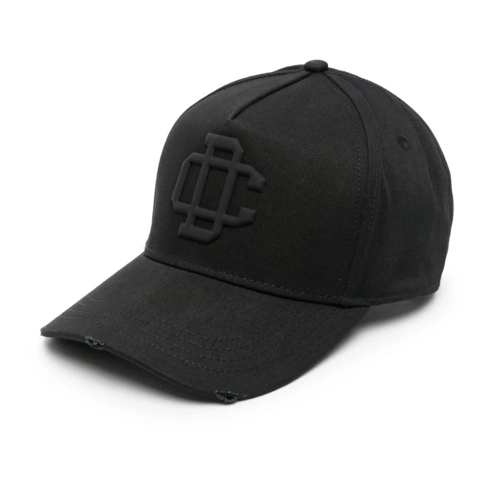 Dsquared2 Zwarte katoenen baseballpet met reliëf logo Black Heren