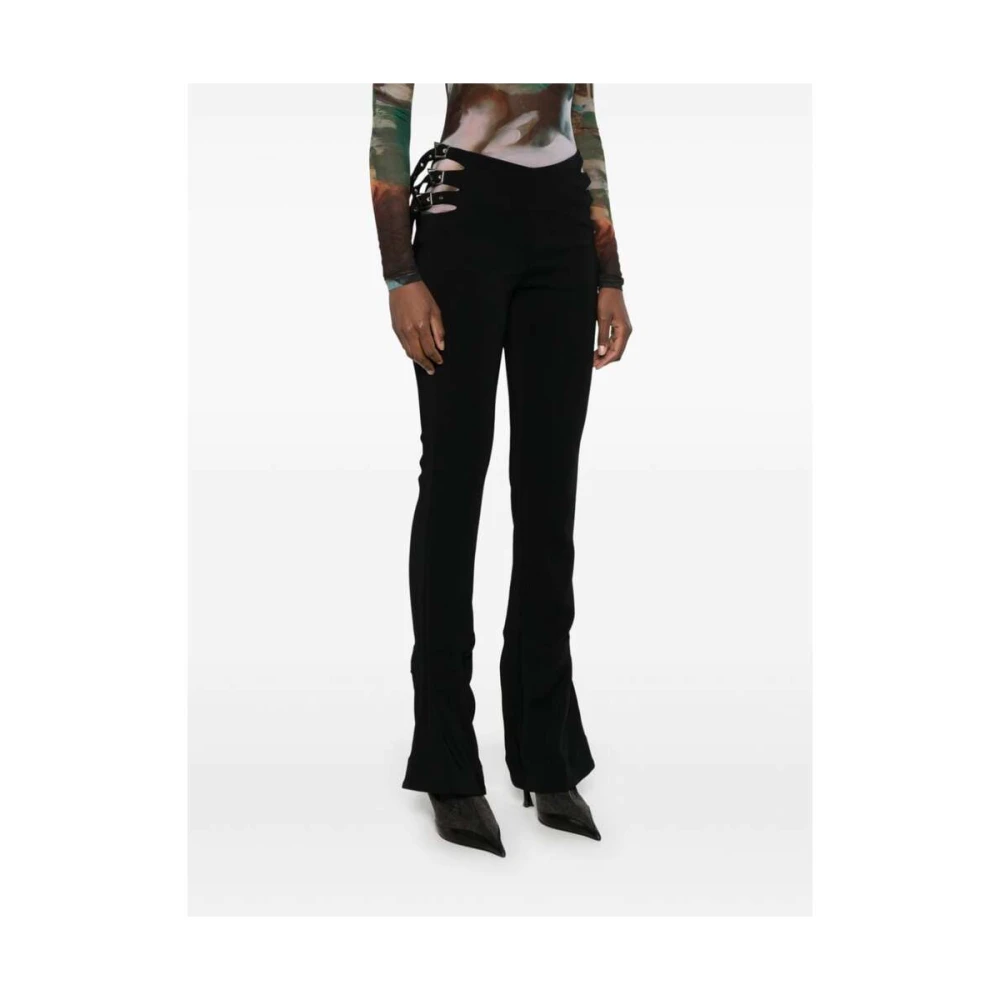 Mugler Zwarte Crepe Flared Broek Black Dames
