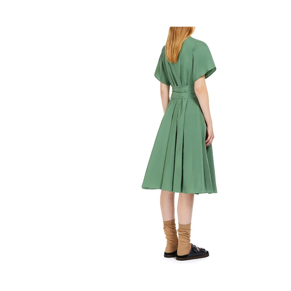 Max Mara Weekend Groene Katoenmix Wikkeljurk Green Dames