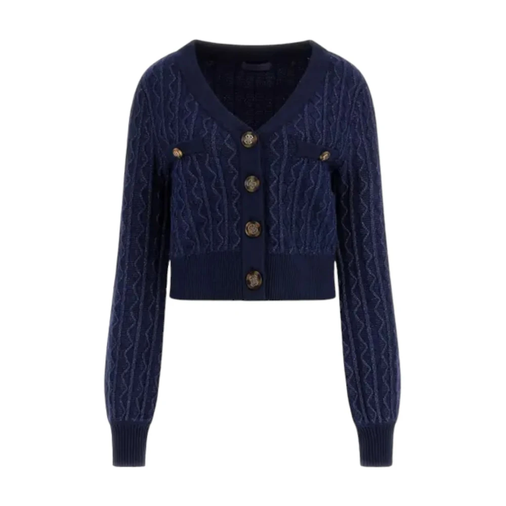 Guess Stijlvolle Gebreide Cardigan voor Vrouwen Blue Dames