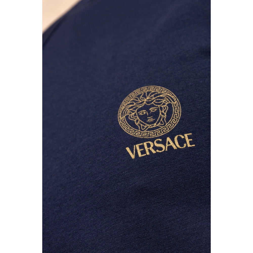 Versace Lingerie T-shirt met V-hals Blue Heren