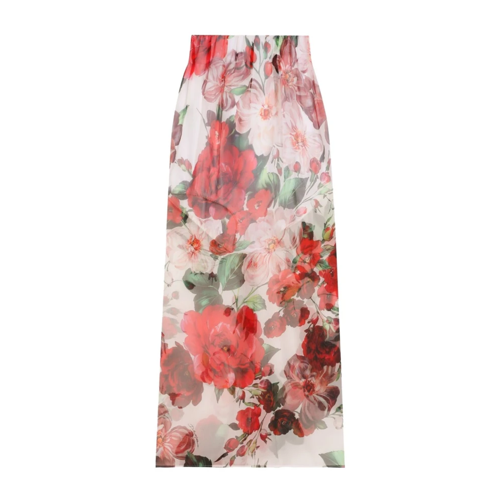 Dolce & Gabbana Witte Semi-Transparante Rechte Rok Multicolor Dames