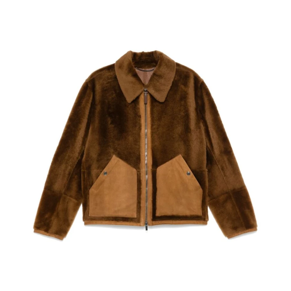 Canali Kameelbruine lamsvacht jas Brown Heren