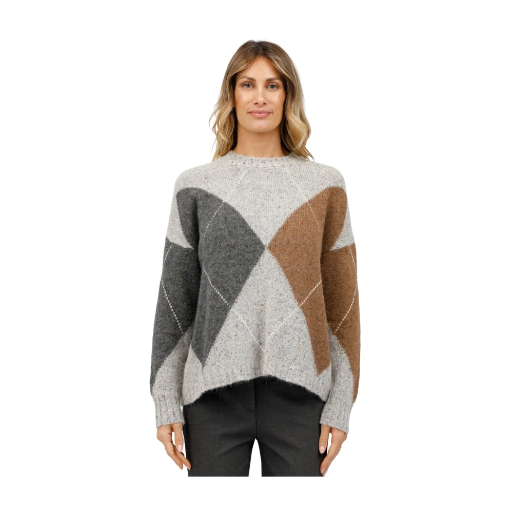 Gran Sasso Diamantpatroon Ronde Hals Trui Multicolor Dames