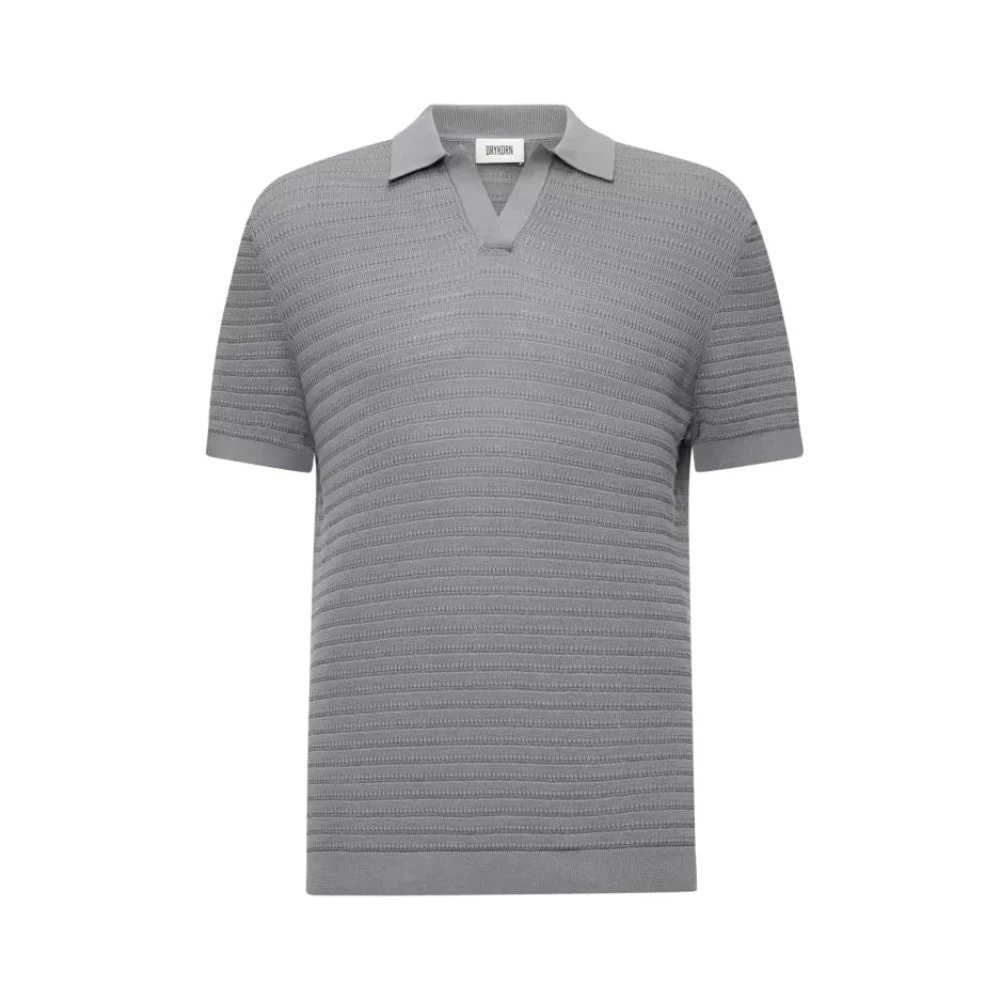 Drykorn Men's Gray Mercerized Cotton Polo Shirt - Polo Shirts - Xl - Tops
