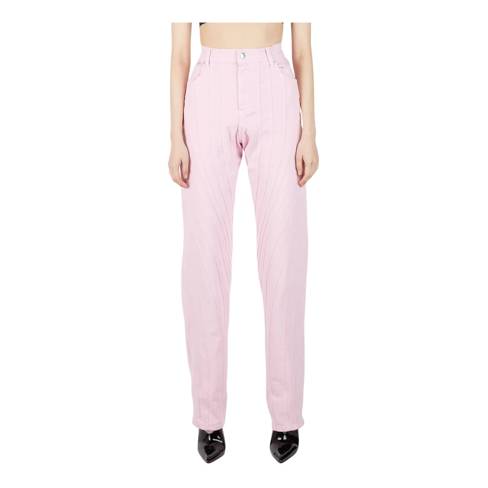 Mugler Pink Loose Fit Jeans, Female, Xs, Structured Panel Jeans