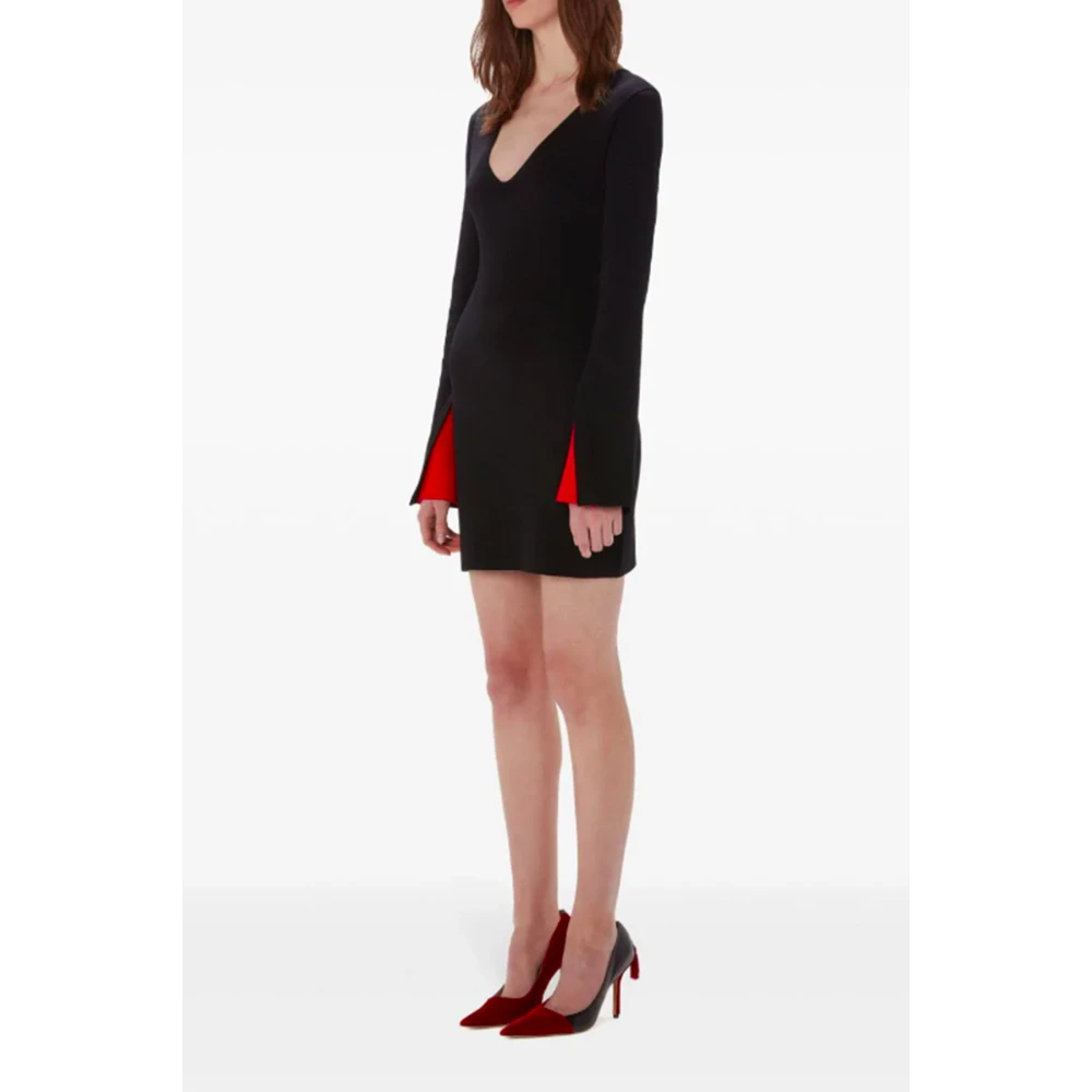 JW Anderson Zwarte Jurk met Lange Mouwen en V-hals Black Dames