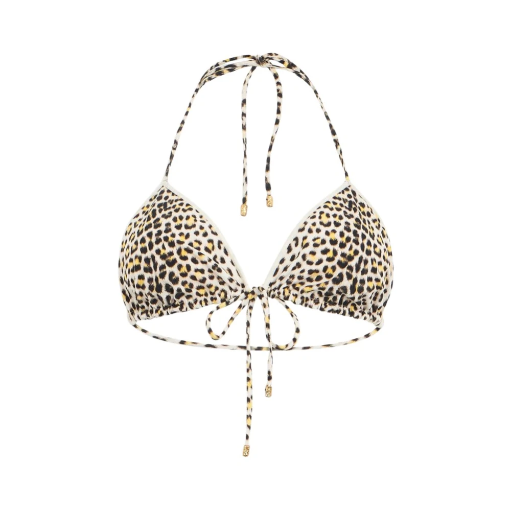 Roberto Cavalli Women's Multicolor Bikinis, L, Pop Jaguar Print Bikini Top