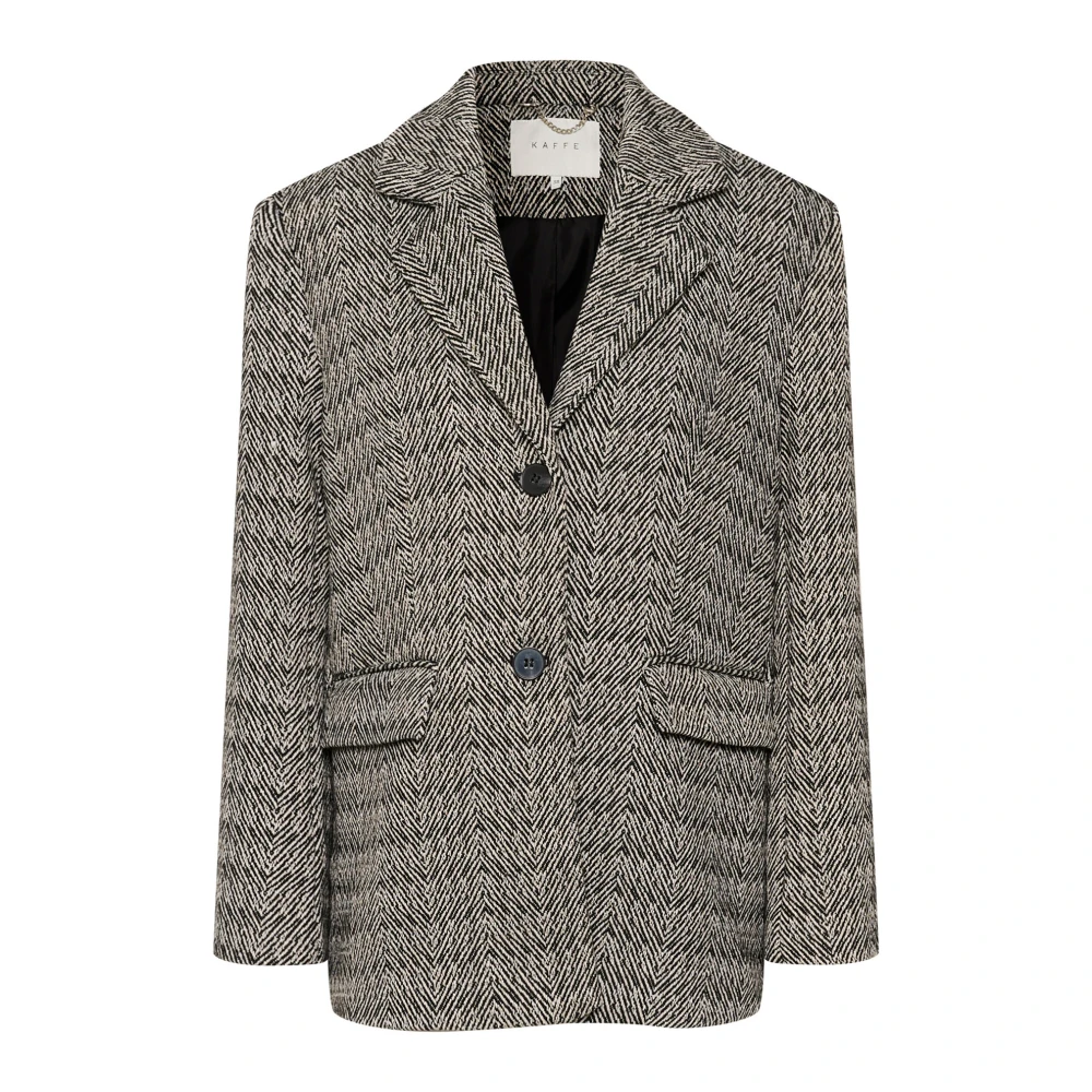 Kaffe Herringbone Blazer Jacka Gray, Dam