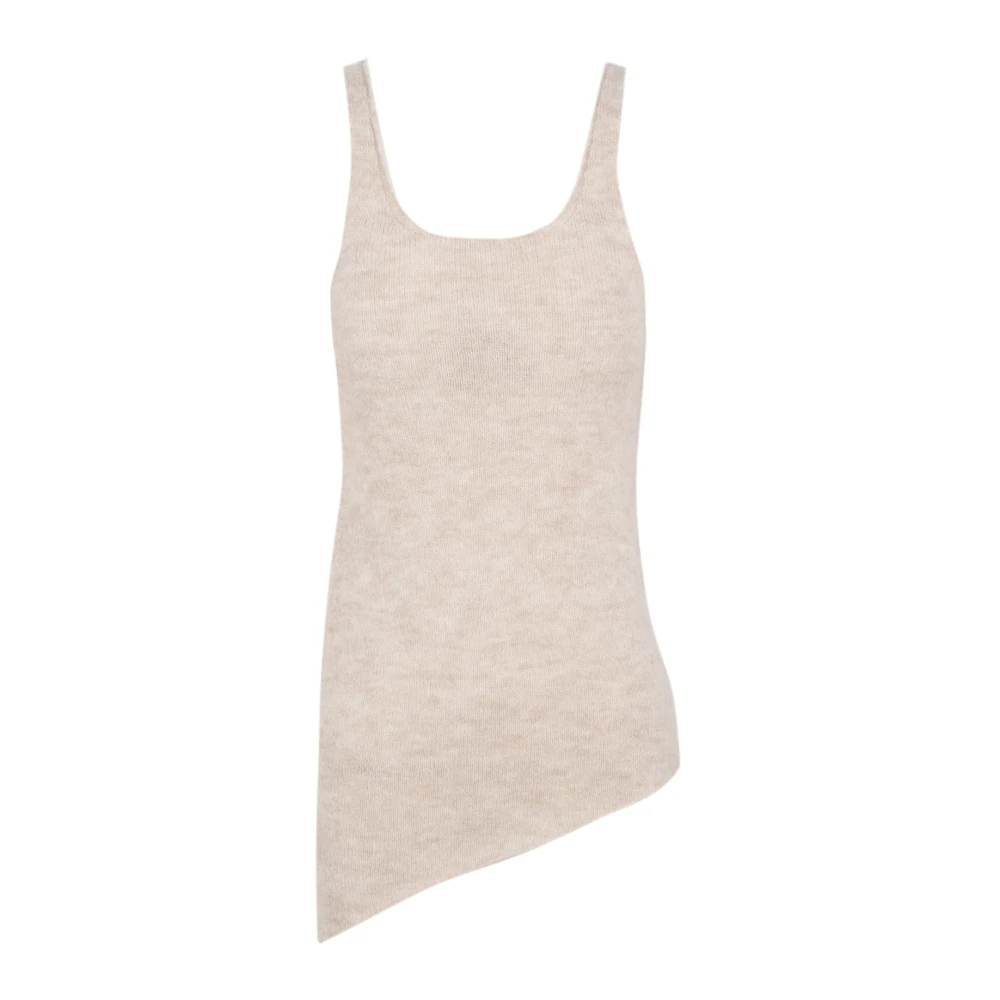 Cortana Alpaca Merino Zijde Top Asymmetrisch Beige Dames