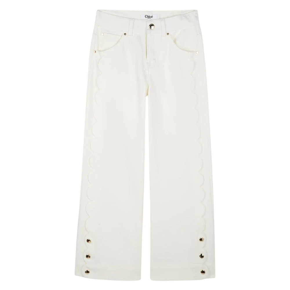 Chloé Girls Beige Denim Trousers - Trousers - 5 Y - Kids