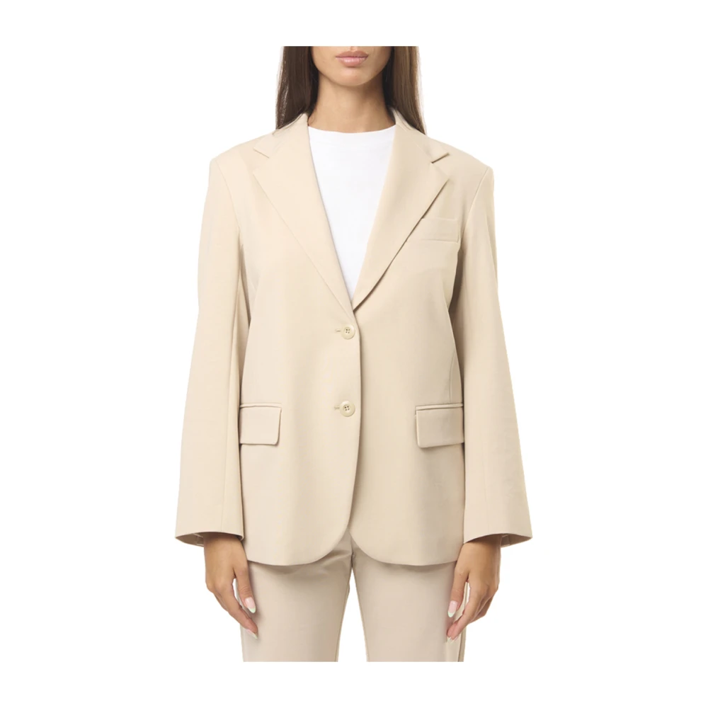 Max Mara Weekend Beige Katoenen Jersey Blazer Beige Dames