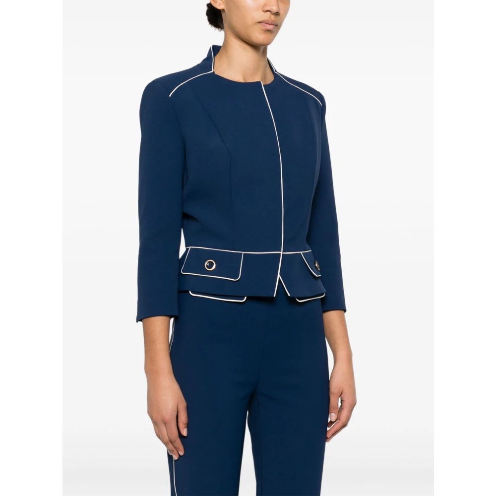 Elisabetta Franchi Blauw en witte buitenkleding jas Blue Dames