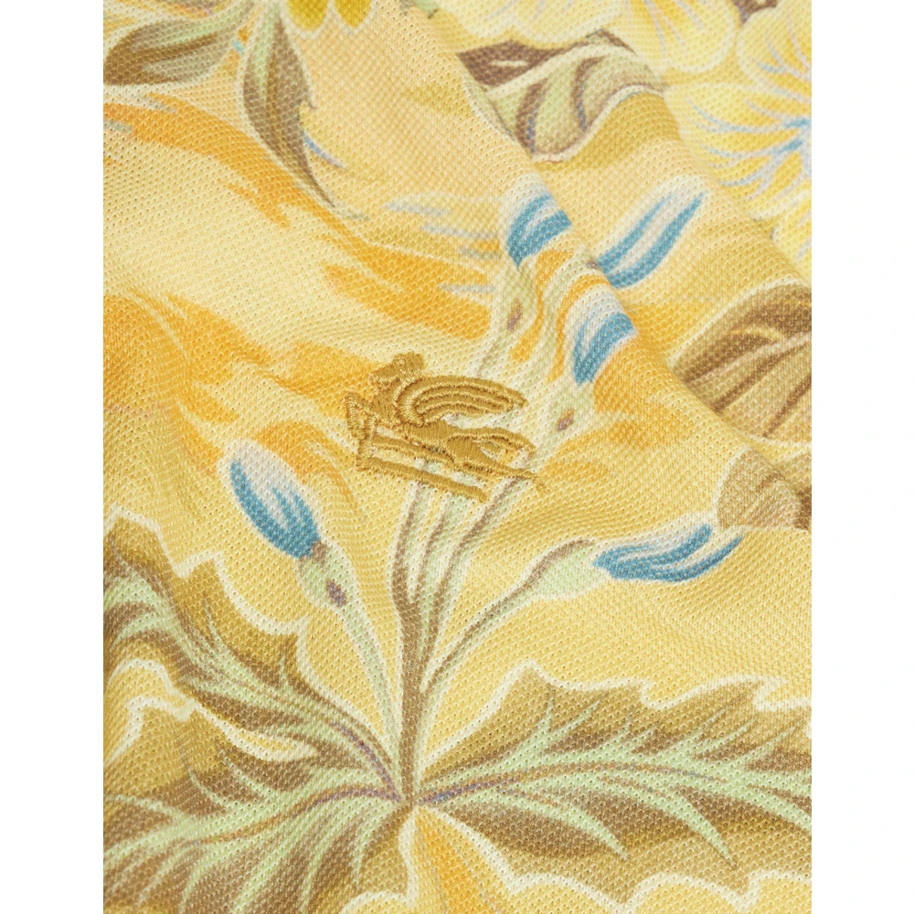 ETRO Bloemenprint Polo Shirt Geel Yellow Heren